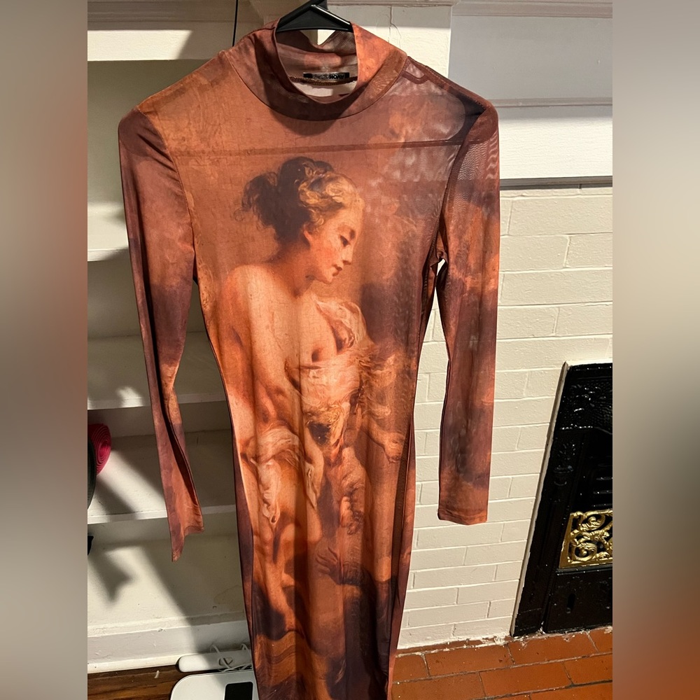 Brand new sheer dress(M) . Corset top along with nude briefs(M)